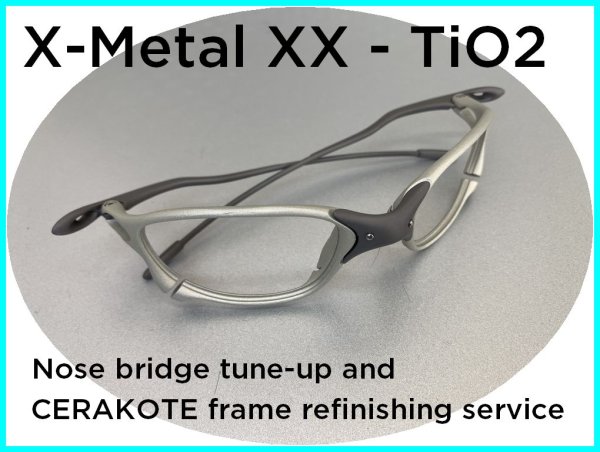 Photo1: Oakley X-Metal XX TiO2 frame nose bridge tune-up and frame refinishing (Cerakote) service